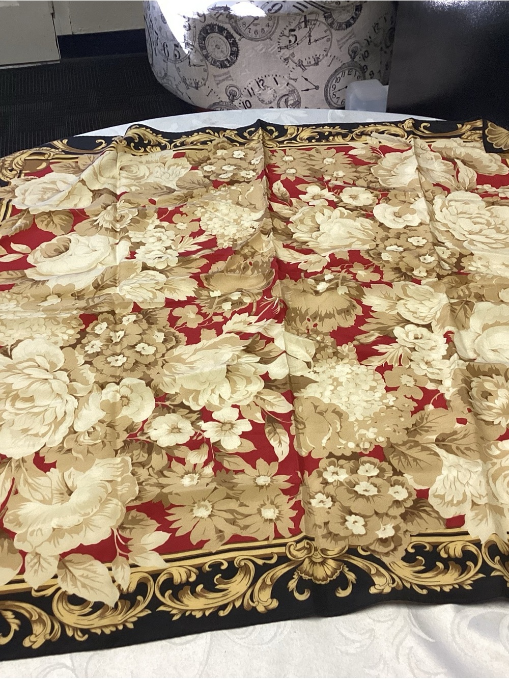 Luxury Floral Bedding Throw in Red, Gold and Black